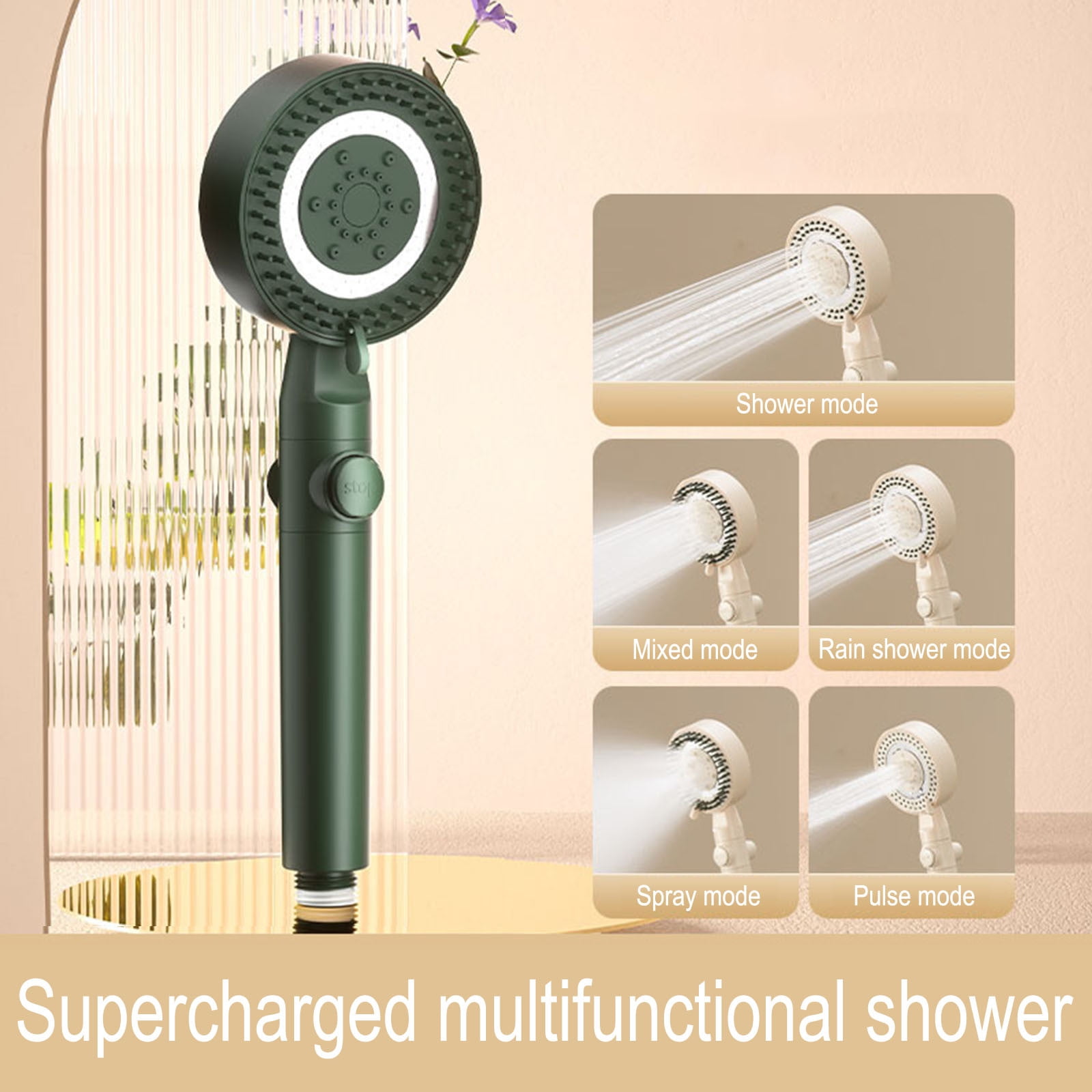 Wuztai Water Softener For Shower Head (Green), Filtered Shower Head