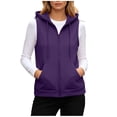 thumbnail image 1 of Wuztai Women's Zip Hooded Vest Sleeveless Casual Loose Solid Soft Lightweight Cardigan Jacket Purple 5XL, 1 of 7