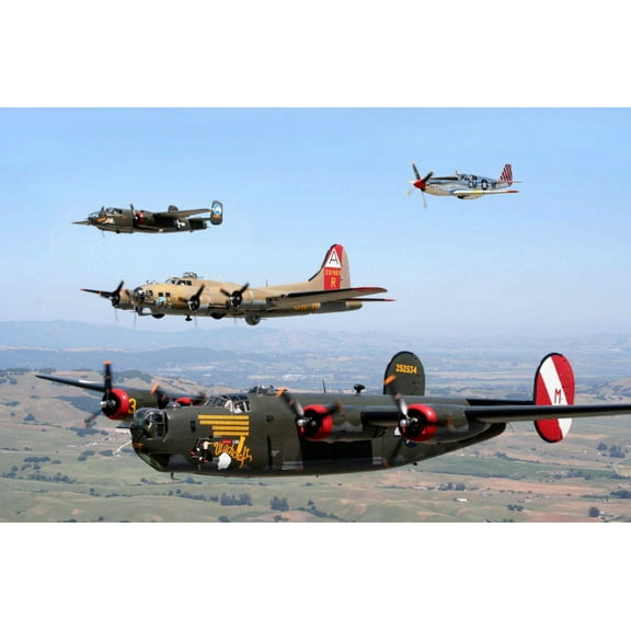 Ww2 Airplane Formation Military Aviation Poster 24x36 Art Poster 24x36 Square Adults Best Posters