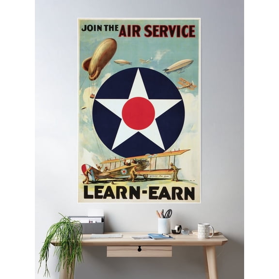 Ww2 Vintage Air Force Poster Poster Wall Art, Modern Wall Decor For Living Room Bedroom, 24x36 UNFRAMED