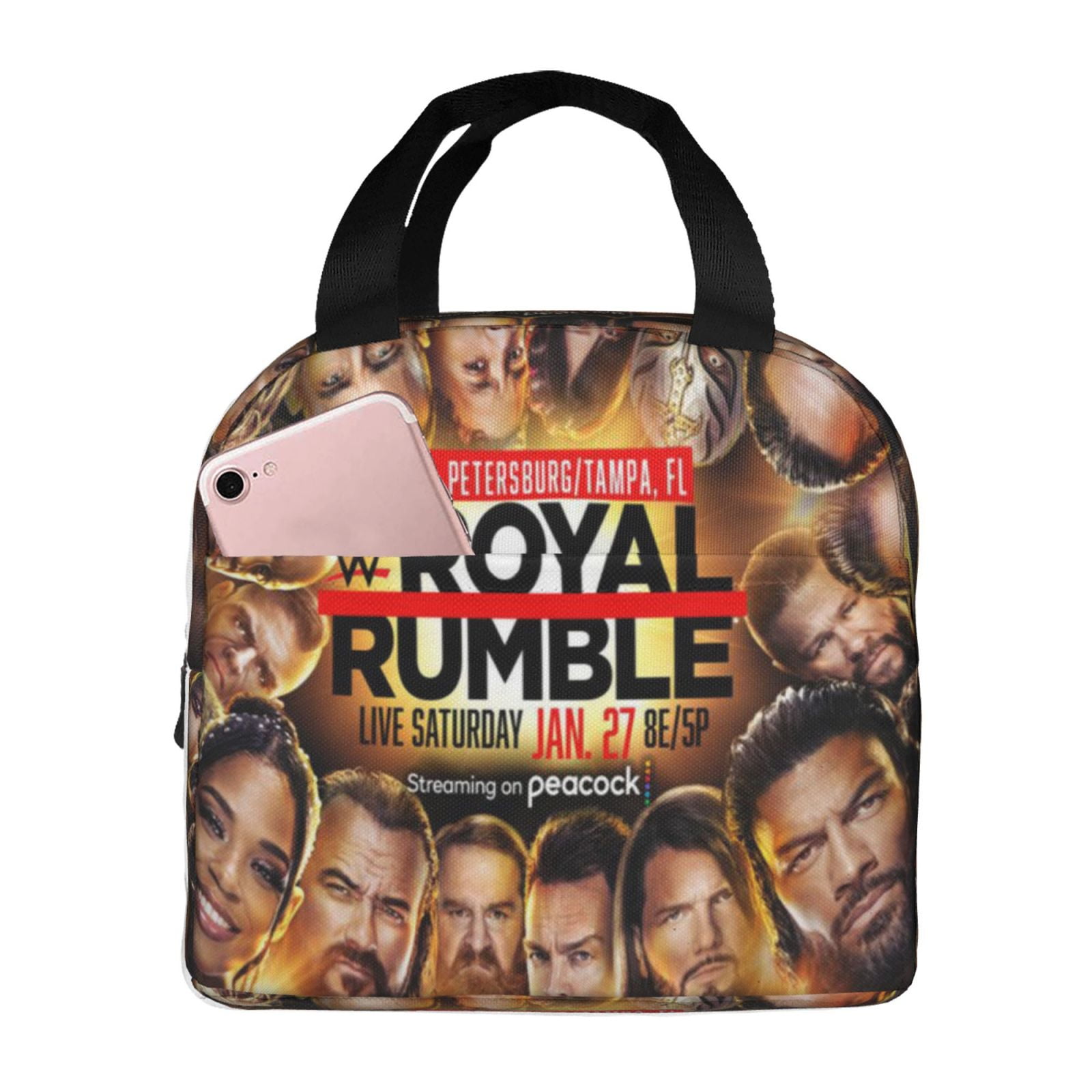 Wwe Lunch Bag Waterproof Insulated Lunch Box Reusable Bento Bag For Office Work Picnic Beach Workout