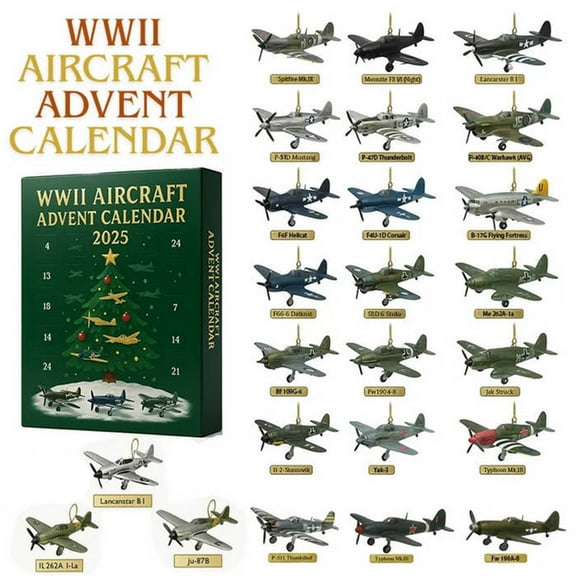 Wwii Aircraft Advent Calendar — 24 Mini Warbirds To Unbox, 24 Days Christmas Countdown Calendar ,Fighter Countdown Surprise Gifts for Model Collectors, History Buffs, Aviation Lovers