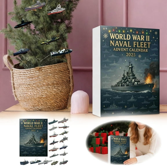 Wwii Naval Fleet Advent Calendar 2025, 24 Days Christmas Countdown Calendars With 24 Ww2 Battleship Model Ornaments, Navy Ships Gift for Naval History Enthusiasts, Veterans