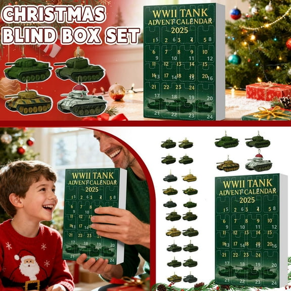 Wwii Tank 2D Advent Calendar With 24 Countdown Calendars Surprise Collectibles, High Quality Acrylic Smooth Surface Hanging Patterns Perfect For Holiday Dressing Up, Ideal For Christmas Gifts