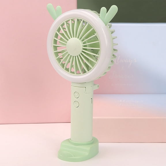 Wwv Cooling Handheld Fan Mini Fan USB Rechargeable Portable Handheld Folding Styling Fan with Night Light Function Soft Illumination for Students School Home Travel,9.06x4.13x2.95in Green