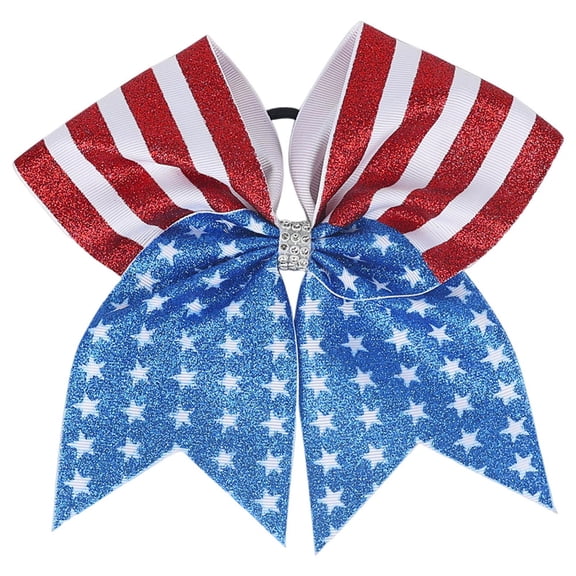Wxirdiow Girls Hair Accessories Independence Day Childrens Hair Tie With Swallowtail Bow Girls Hair Tie With Star Sky Blue Size,3-12 Years
