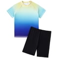 thumbnail image 1 of Wxirdiow Baby Bathing Suit Toddler Swimsuit Boy Swim Set Short Sleeve Boys Swim Shirt Boy Swim Trunks Rash Guard Bathing Suits Blue Size,8-9 Years, 1 of 8