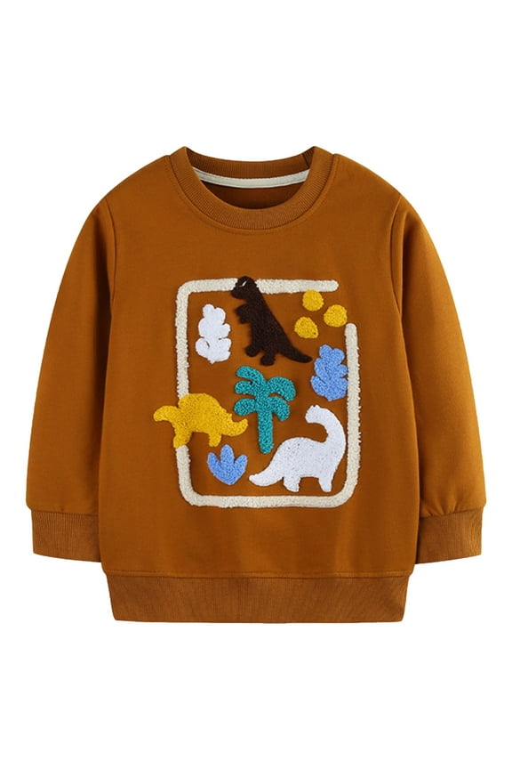 Baby Boys Clothes Toddler Boy Girls Sweatshirt Cotton Pullover Crewneck Long Sleeve Shirts Top Brown Size,2-3 Years