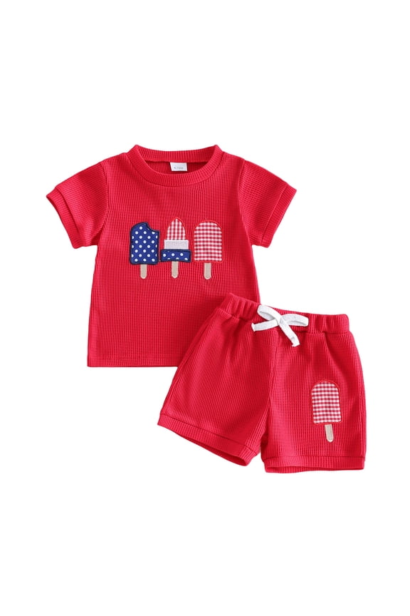 Baby Boys Memorial Day Outfit Baby Boy 4th of July Outfit Toddler Truck Flag T Shirt Shorts Fourth Of July Outfits Cute Independence Day Clothes Red Size,3-4 Years