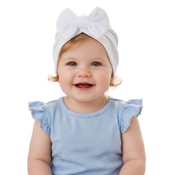 Wxirdiow Baby Cap Baby Girls Turban Hats with Bow Newborn Hospital Caps Bonnets Beanies Headwraps for Infants Toddlers White Size,One Size