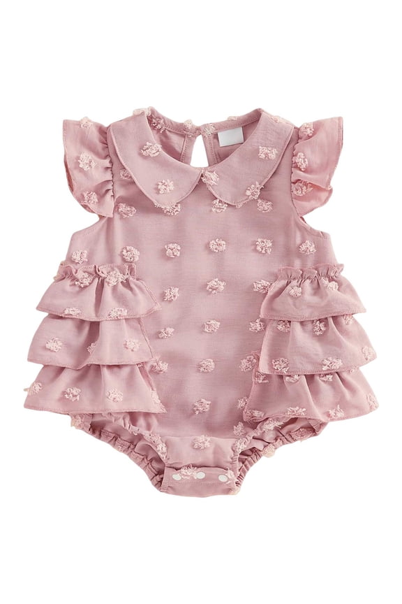 Baby Clothes for Girls Newborn Baby Girl Summer Clothes Sleeveless Ruffle Romper One Piece Bodysuit Jumpsuit Infant Outfit Pink Size,12-18 Months
