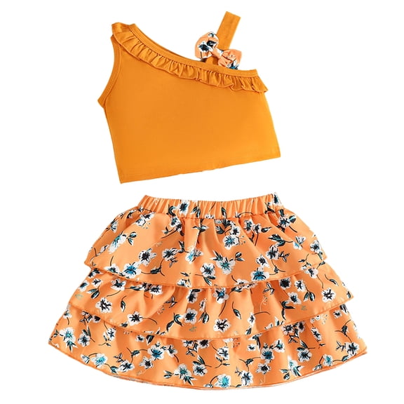 Wxirdiow Baby Girl Newborn Clothes Newborn Infant Baby Girl 2 Piece Summer Outfits Tank Romper Top Ruffle Bloomer Shorts Set Clothes Yellow Size,3-4 Years