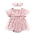 thumbnail image 1 of Wxirdiow Baby Girl Outfits Newborn Baby Girl Cotton Bubble Romper Summer Clothes Vintage Ruffle Short Sleeve Bodysuits Outfit Pink Size,0-3 Months, 1 of 7