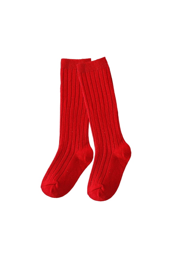 Baby Girl Socks Baby Knee High Socks Kids Tube Long Boot Cotton Knit Stocking Infant Toddler Dress Socks for Boy Girl Red Size,0-6 Months