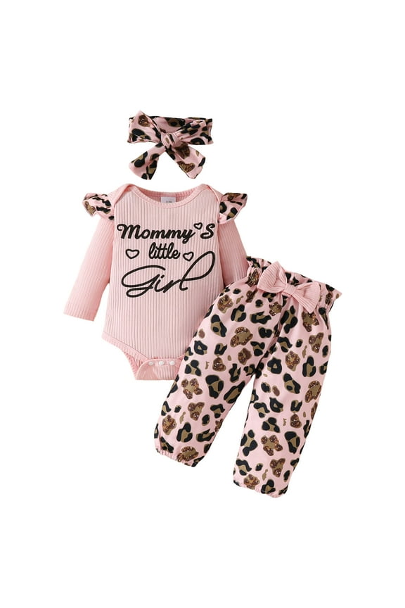 Baby Girls Clothes Baby Girls Clothes Newborn Infant Baby Girls Outfit Long Sleeve Ruffle Romper Floral Pants Headband Sets Pink Size,12-18 Months