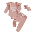 thumbnail image 1 of Wxirdiow Baby Pant Sets Baby Girl Clothes Toddler Girl Outfits Infant Girl Summer Clothes for Girl Ruffle Shirt Pants+Cute Headband Pink Size,3-6 Months, 1 of 4