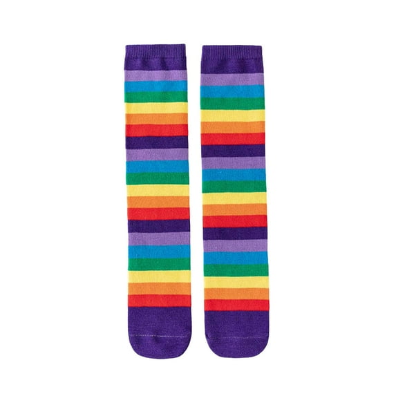Wxirdiow Baby Socks Knee Socks Girls Rainbow Knee Socks Children Colourful Thigh High Socks Leg Stocking Purple Size,3-12 Years
