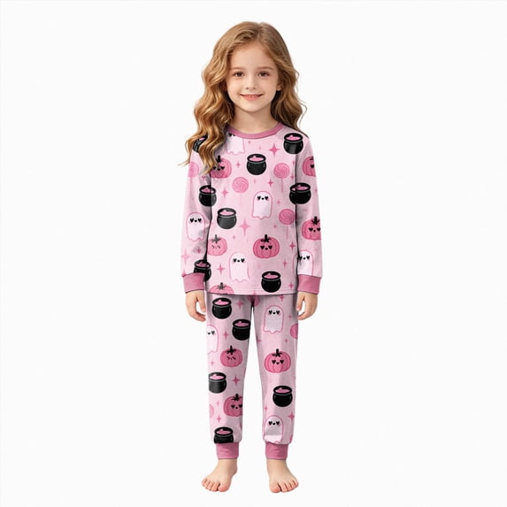 Wxirdiow Baby and Kids' Matching Halloween and Holiday Pajama Sets Cotton,Pink,4-5 Years