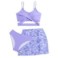 thumbnail image 1 of Wxirdiow Bathing Suits for Girls Girls Swimsuits 3 Piece Bathing Suit Allover Printed Criss Cross Bikini Set with Cover Up Skirt Beach Swimwear Purple Size,13-14 Years, 1 of 8