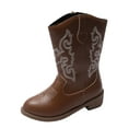 thumbnail image 1 of Wxirdiow Boots for Girls Cowboy Boots for Boys Girls Cowgirl Western Boot for Kids Mid Calf Unisex Riding Shoes Little Kid/Big Kid/Toddler Brown Size,12.5, 1 of 9