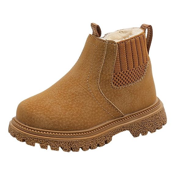 Wxirdiow Boots for Toddler Girl Boy Girl Boots Toddler Cute Fashion Thick Soled Fashion Boots for Autumn and Winter Kid Cute Soft Ankle Shoes Yellow Size,8