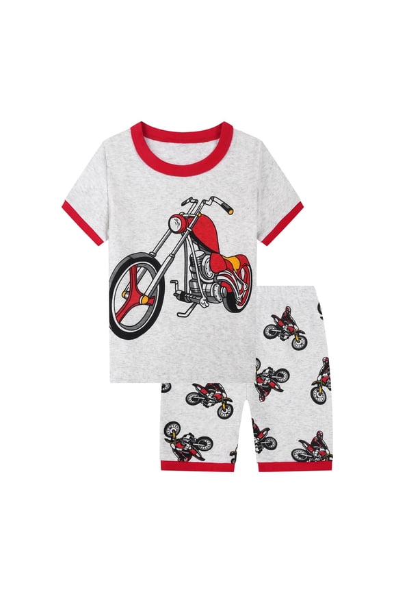 Boy Clothes Boys T-Shirt Shorts Set 2 Piece Summer Outfit Graphic Print Short Sleeve Crew Neck Tee Pockets Shorts Red Size,5-6 Years