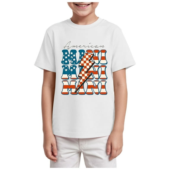 Wxirdiow Boy Clothes Toddler Boys Clothes USA American Flag Shirts Kids Boys 4th of July Patriotic T-Shirt Graphic Tee Tops White Size,3-4 Years
