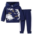 thumbnail image 1 of Wxirdiow Boy Toddler Clothes Infant Baby Boy Hooded Dinosaur Fall Outfit Contrast Sweatshirt Pant Set Toddler Dinosaur Clothes Blue Size,18-24 Months, 1 of 5