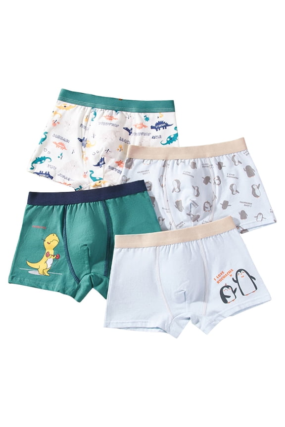 Boys Boxers Boys Potty Training Underwear Pee Pants Cotton Absorbent Leak Resistant 4-Pack For Toddler Green Size,2-3 Years