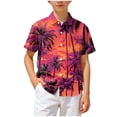 thumbnail image 1 of Wxirdiow Boys Dress Shirts Boys Short Sleeve Button Down Shirt Casual Woven Summer Boys Dress Shirts for Kids Orange Size,13-14 Years, 1 of 7