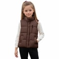 thumbnail image 1 of Wxirdiow Boys Jackets Boys Girls Vest Kids Thick Zipper Jacket Toddler Sleeveless Puffer Winter Warm Outerwear Coffee Size,10-12 Years, 1 of 6