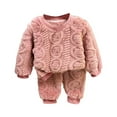 thumbnail image 1 of Wxirdiow Boys Outfits Fall Winter Kids Fleece 2 Piece Outfit Baby Girls Boys Winter Warm Fuzzy Clothing Sets Pullover Top Pants Set Pink Size,6-7 Years, 1 of 3