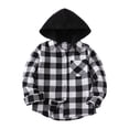 thumbnail image 1 of Wxirdiow Boys Plaid Shirt Toddler Boys Long Sleeve Shirt Flannel Buffalo Plaid Shirts Button Down Jacket Top Outfit Fall Winter Clothes Black Size,5-6 Years, 1 of 9