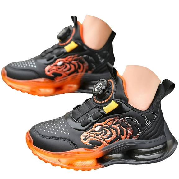 Wxirdiow Boys School Sneakers Kids Youth Lace Up Athletic Sneakers – Lightweight Breathable Running Shoes with Flexible Cushion Sole for Boys and Girls Orange Size,1