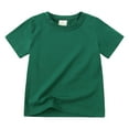 thumbnail image 1 of Wxirdiow Boys Shirts Kids Tshirts Fall Crew Neck Casual Pullover Tshirts Short Sleeve Plain Cotton Boys Girls Tops Clothes Soft Comfy Green Size,12-24 Months, 1 of 7