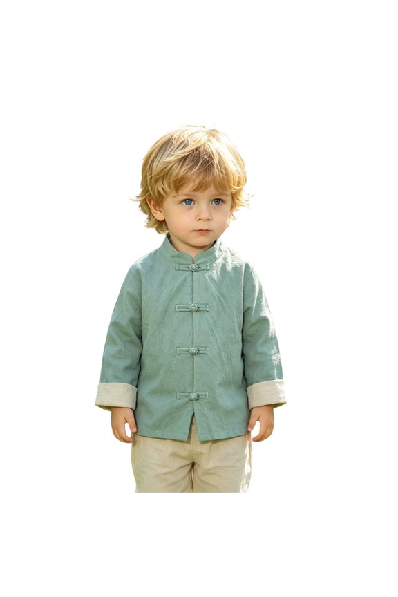 Boys Spring Clothes Boys Fashion Boys Tang Jacket Cute Chinese Traditional Shirt Happy Year Top Green Size,3-4 Years