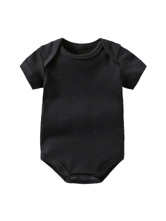 Boys Summer Rompers Baby Bodysuits Cotton Boy Girl Clothes Soft Newborn Infant Outfit Short Sleeve Romper Black Size,12-18 Months