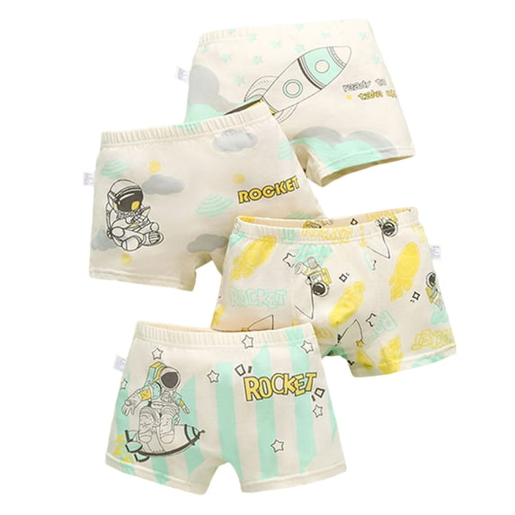 Wxirdiow Boys Underpants Cotton 4 Packs Boys Cotton Boxer Briefs Toddler Kids Underwears for Travel School Outdoor Sports Light Green Size,2-3 Years
