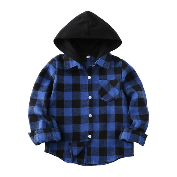 Wxirdiow Boys Uniform Shirts Toddler Boys Long Sleeve Shirt Flannel Buffalo Plaid Shirts Button Down Jacket Top Outfit Fall Winter Clothes Blue Size,9-10 Years