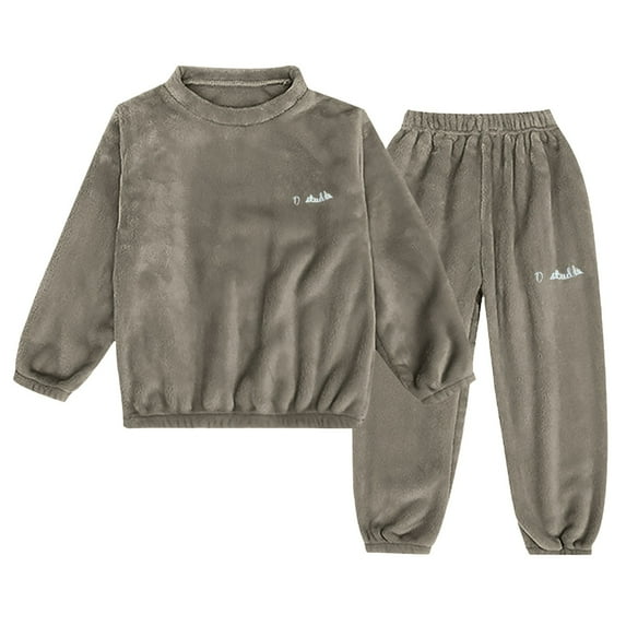 Wxirdiow Boys Winter Clothes Kids Toddler Clothes Boys Girls Fleece Outfit Set Winter Warm Plush Tops+ Pants Outfits Coffee Size,3-4 Years