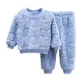 thumbnail image 1 of Wxirdiow Boys Winter Clothes Toddler Baby Boy Fall Winter Clothes Long Sleeve Sweatshirt and Pants Set 2 Piece Sweatsuit Outfit Blue Size,6-7 Years, 1 of 3