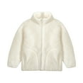 thumbnail image 1 of Wxirdiow Coats for Girls Girls Coat Fluffy Furry Fleece Jacket Kids Warm Winter Shaggy Outwear with Pockets White Size,10-11 Years, 1 of 4