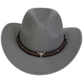 thumbnail image 1 of Wxirdiow Cowboy Hat for Kids Girls Boys Wide Brim Western Cowboy Cowgirl Hat with Wind Lanyard Felt Fedora Hat Grey Size,3-18 Years, 1 of 7