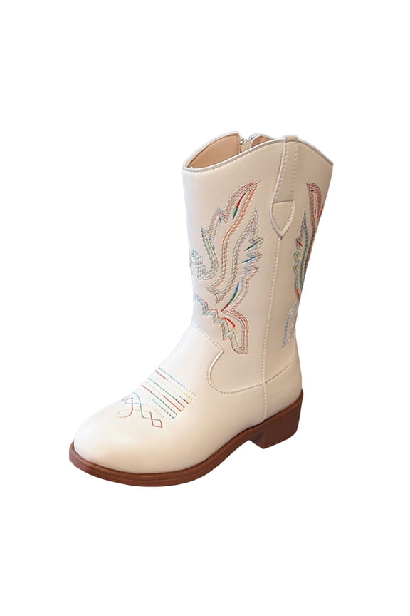 Cowgirl Boots for Toddlers Cowboy Boots for Girls and Boys Western Mid-Calf Cowgirl Boots (Toddler/Little Kid/Big Kid) Beige Size,12.5