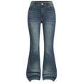 thumbnail image 1 of Wxirdiow Cute Jeans for Kids Girls High Waisted Flared Jeans Vintage Light Wash Stretch Denim Bell Bottom Pants Light Blue Size,9-10 Years, 1 of 4