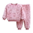 thumbnail image 1 of Wxirdiow Cute Outfits for Boys Toddler Girls Plush Fleece Lined 2 Piece Outfit Set Kids Soft Warm Fall Winter Top and Pants Cozy Casual Cute Wear Set Pink Size,18-24 Months, 1 of 3