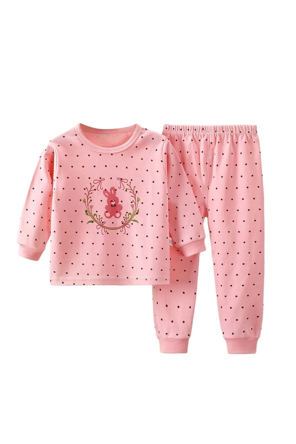 Cute Pajamas Unisex Kids Pajamas Set Tee and Pant 2-Piece Pj Set for Girls Boys Sleepwear Loungewear Long Sleeve Pink Size,6-12 Months