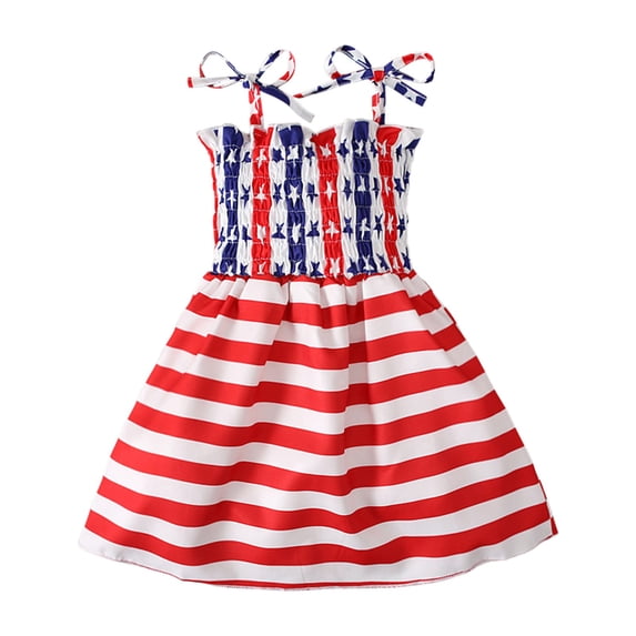 Wxirdiow Dresses for Baby Girls Kids Girls July 4th Dress Red White Blue Star Toddler Patriotic Outfit American Flag Sundress Red Size,2-3 Years