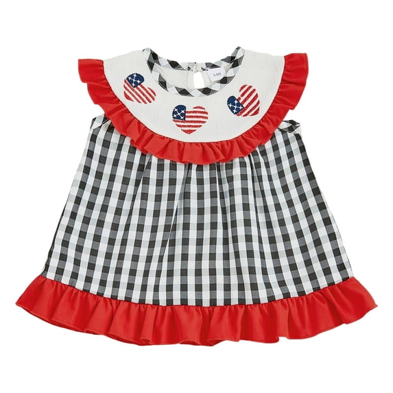 Wxirdiow Dresses for Baby Girls Toddler Baby Girl 4th of July Smocked Dress USA Sleeveless Dresses Kids Fourth of July Clothes Red Size,6-12 Months