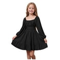 thumbnail image 1 of Wxirdiow Fall Toddler Dress Long Sleeve Girls Dress Toddler White Dresses Skater Twirl Cotton A-Line Dress for School Black Size,13-14 Years, 1 of 9